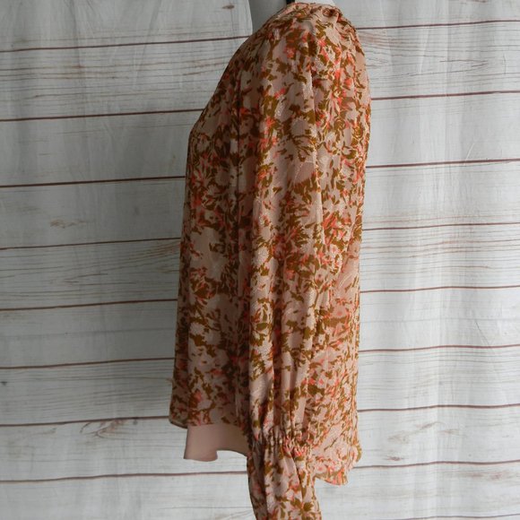 NWT  La Joie Essential Raglan-Sleeve Blouse BOHO POET FAWN ABSTRACT FLORAL SZ XL - Picture 3 of 6